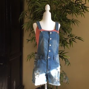 NWT Francesca’s Denim Overall Shorts